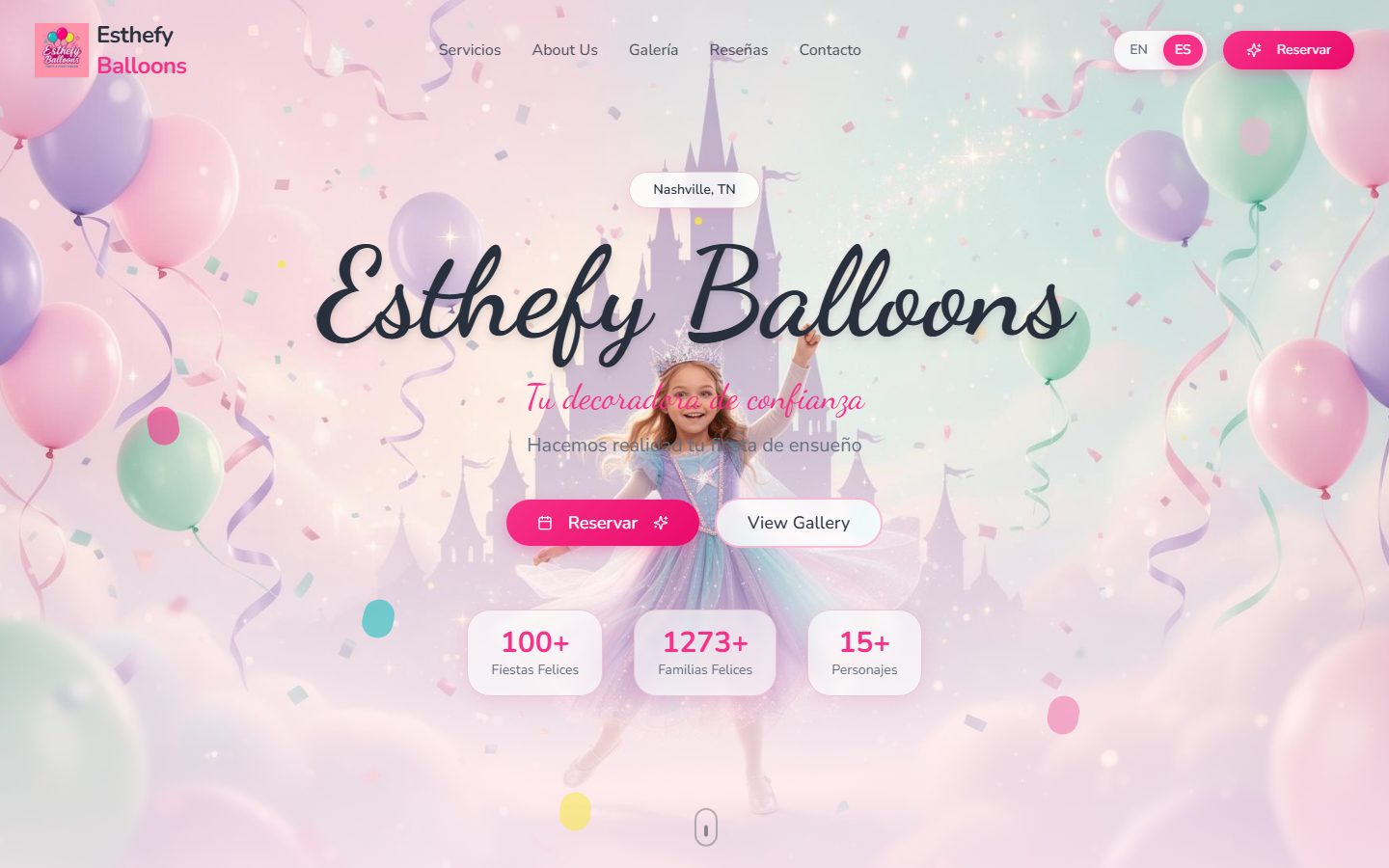 Esthefy Balloons — website preview