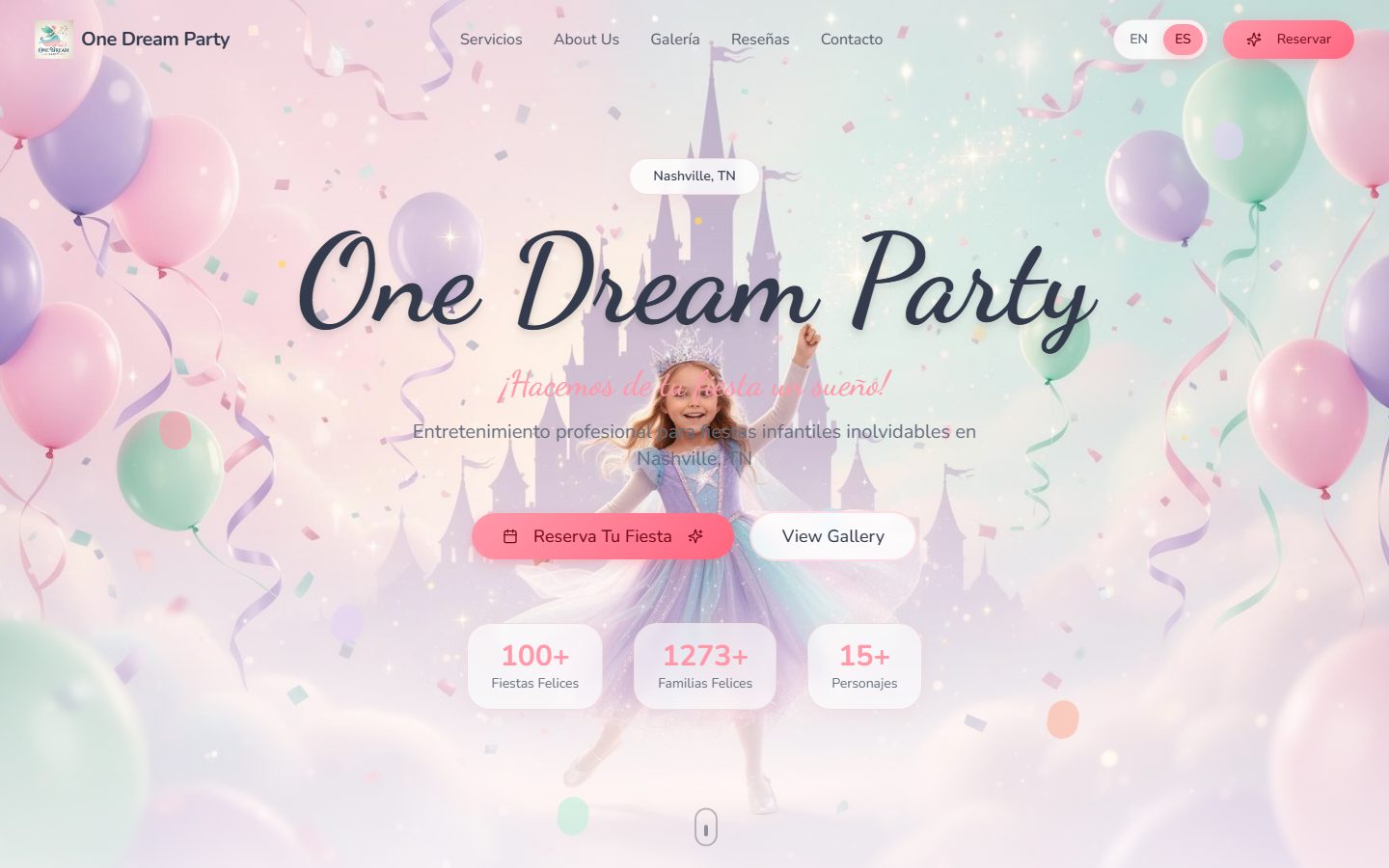 One Dream Party — website preview